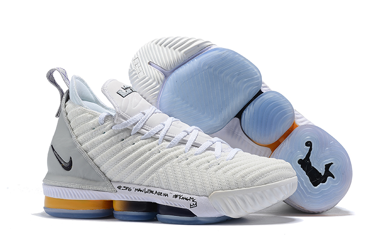 New Nike LeBron 16 White Grey Gold Shoes
